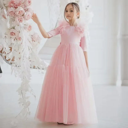 Tulle Flower Girl Dresses With Bow For Wedding Birthday
