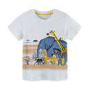 Cartoon Animals Print Summer Cotton Tees for Little Boys childrensterritory
