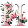 Self-Adhesive Pink Flower Letter Art Wall Decals childrensterritory