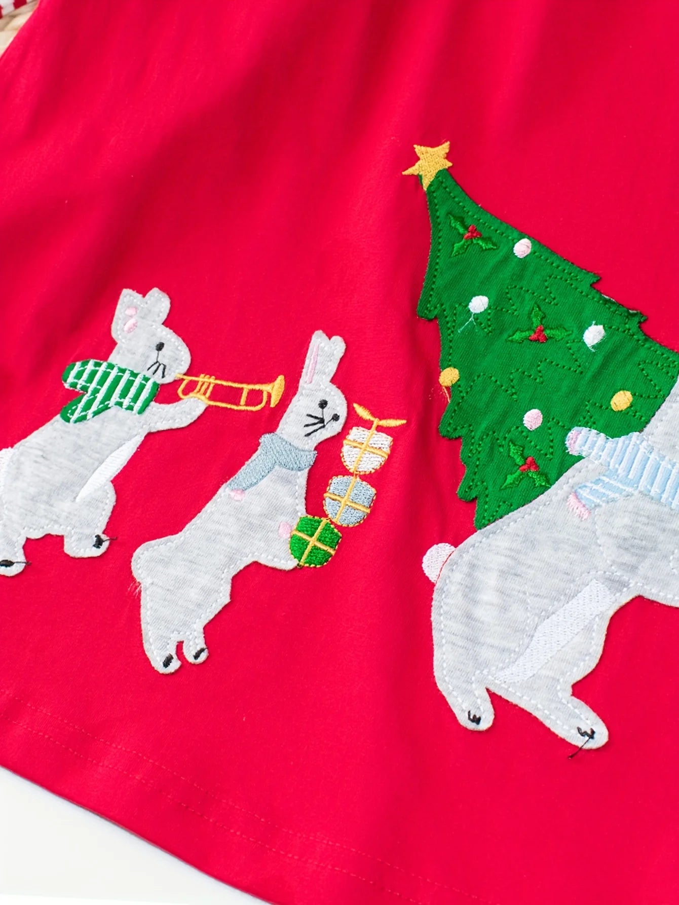 Girls' Full-Sleeve Christmas Print Dresses