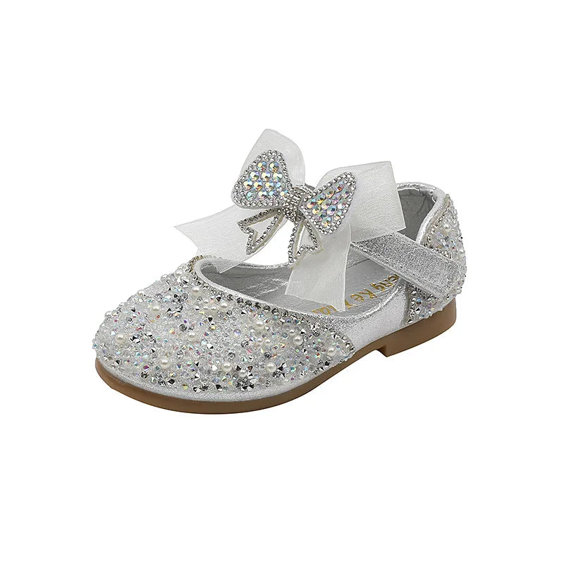 Little Girls Rhinestone Bowknot Design Party Shoes