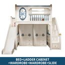 Kids Modren Bunk Bed with Bookcase and Wardrobe childrensterritory