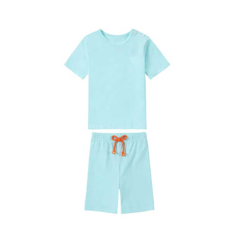 Solid Colour Summer Casual Family Matching Clothing Set