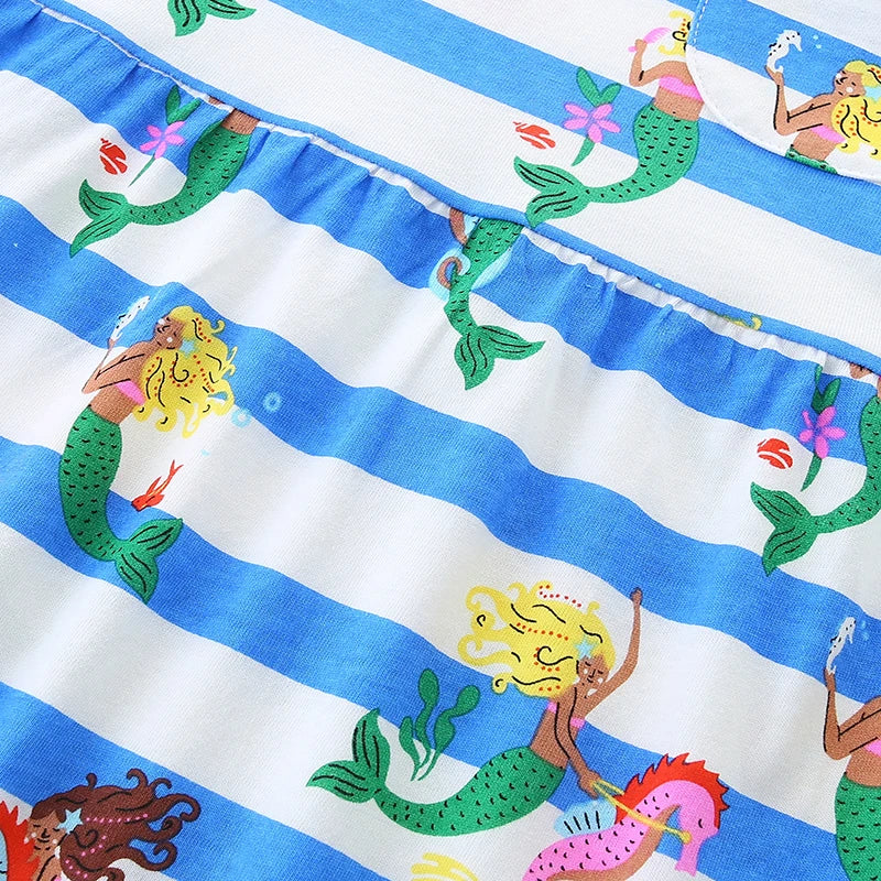 Kids Girls Cartoon Mermaid Design Summer Dress childrensterritory