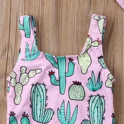 Baby Girl Cactus Print Tankini Bikini Swimsuit and Headband childrensterritory