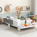 Stylish Car-Shaped Twin Bed with Bench for Kids childrensterritory