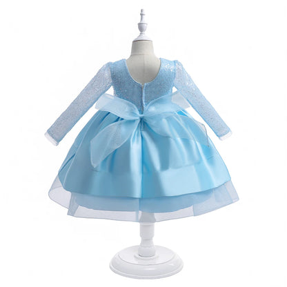 Kids Girls Glitter Puffy Sequin Princess Birthday Dresses