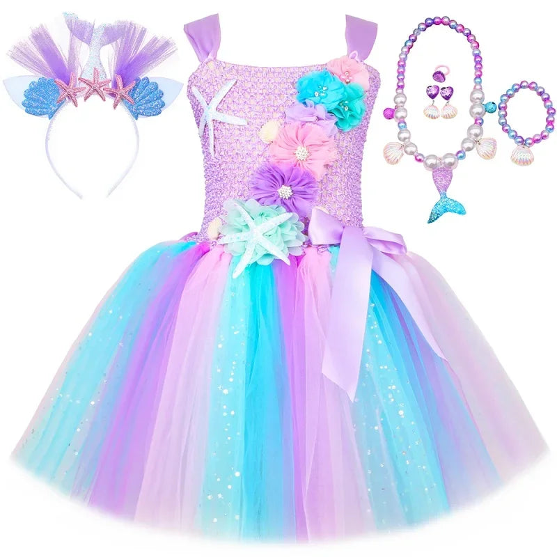 Girls Mermaid Style Tutu Princess Birthday/Halloween Party Dresses