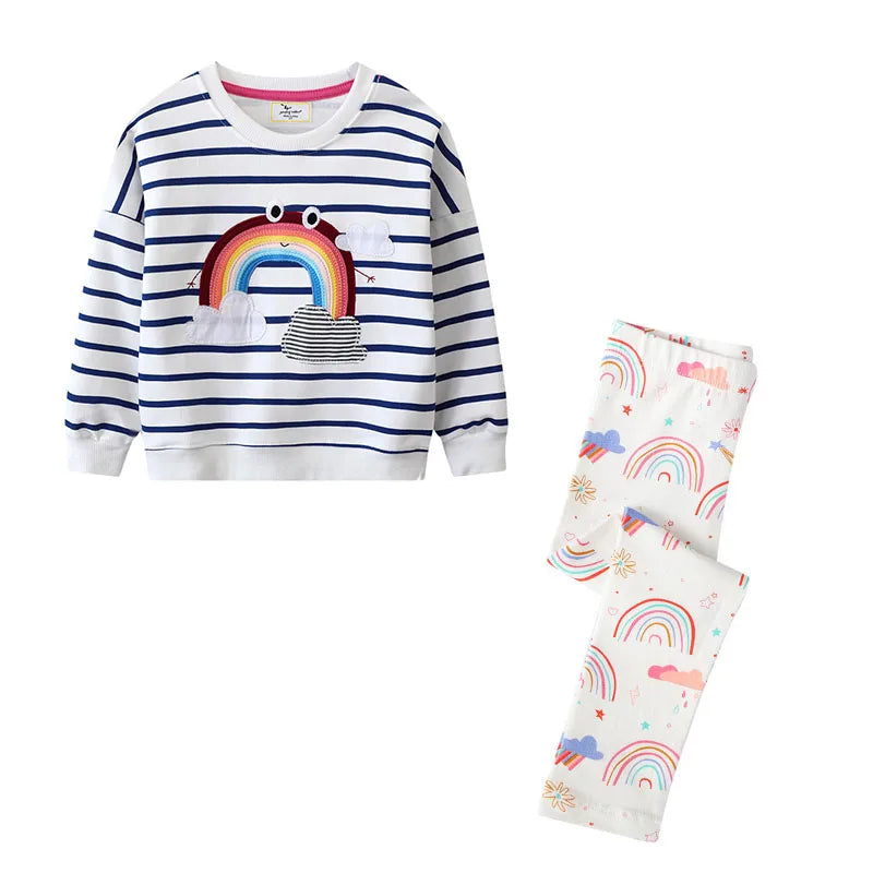 Various Cartoon Print Kids Girls 2 Pcs Clothing Sets