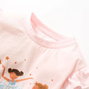 Kids Girls Cartoon Ballet Girls Print Cotton Top childrensterritory