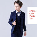 Kids Boys Top Quality Plaid Wedding Suit Formal Tuxedo