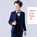 Kids Boys Top Quality Plaid Wedding Suit Formal Tuxedo