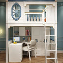 Kids Modren Bunk Bed with Bookcase and Wardrobe childrensterritory