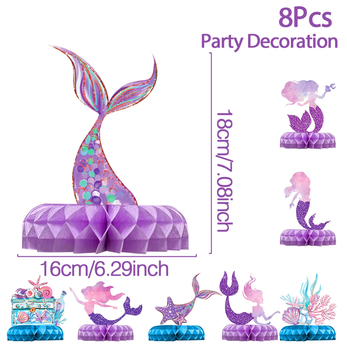 Mermaid-themed Kids Birthday Party Decorations and Tableware Set