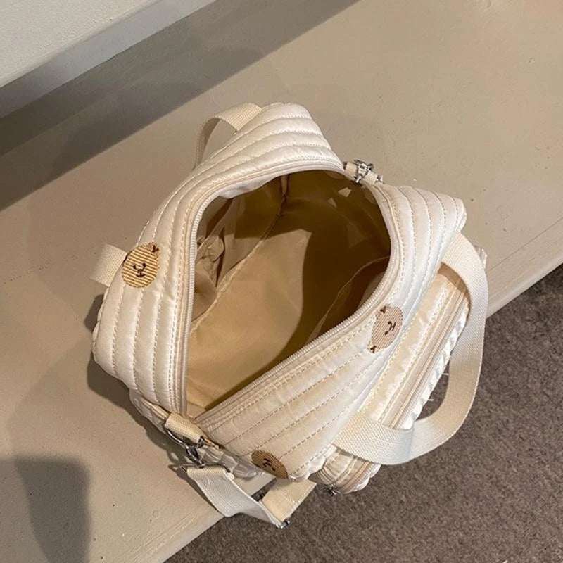 Flower and Bear Embroidery Design Baby Diaper Handbag