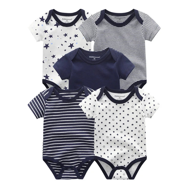 Cartoon Print Sleeveless 5Pieces Newborn Cotton Bodysuits childrensterritory