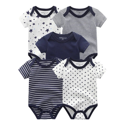 Cartoon Print Sleeveless 5Pieces Newborn Cotton Bodysuits childrensterritory