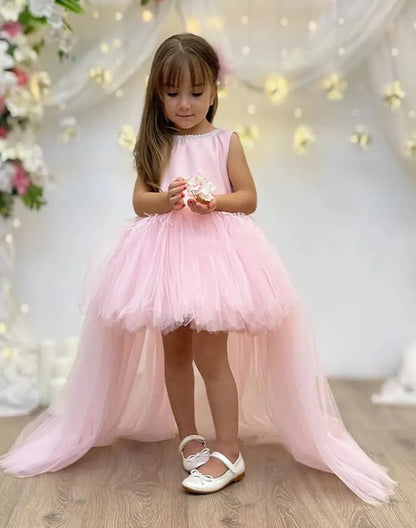 Elegant Tiered Tulle Backless Kids Girls Party Prom Dress childrensterritory