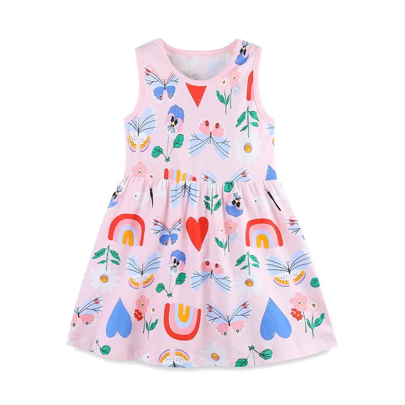 Cartoon Fruits Print Kids Girls Summer Holiday Dresses