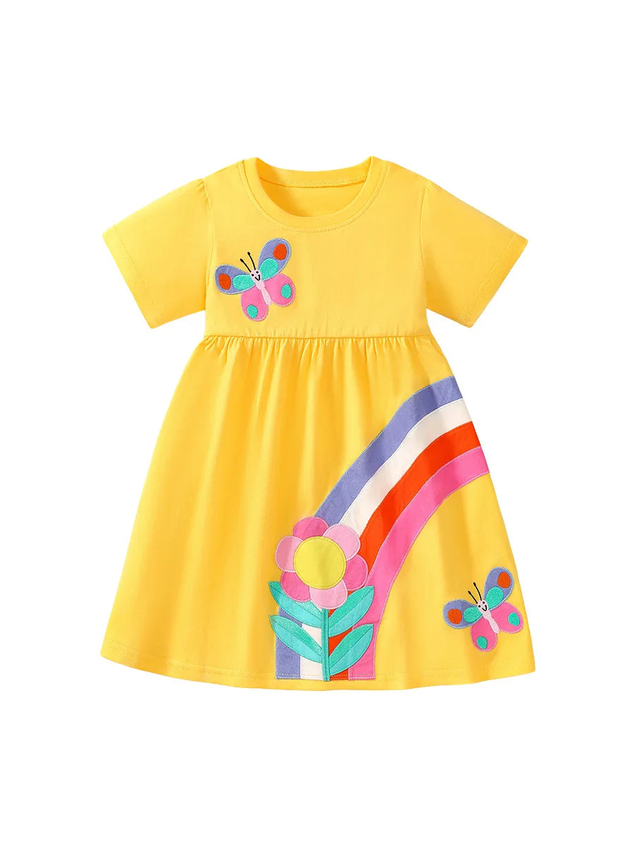 Kids Girls Floral and Butterfly Print Cotton Princess Dress