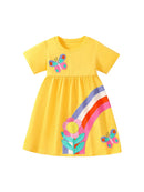 Kids Girls Floral and Butterfly Print Cotton Princess Dress childrensterritory
