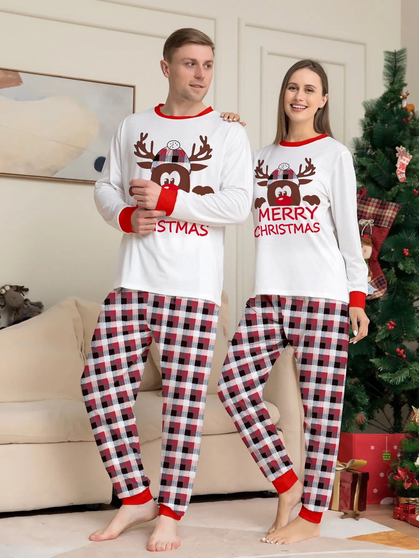 Parent Child Matching Printed Sleepwear Set for Christmas childrensterritory