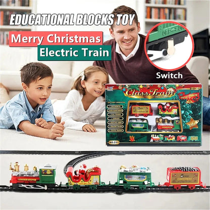 Electric Christmas Train Toy Set with Light Sound for Kids