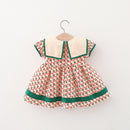 Plaid Baby Girls Summer Dresses with Navy Collar childrensterritory