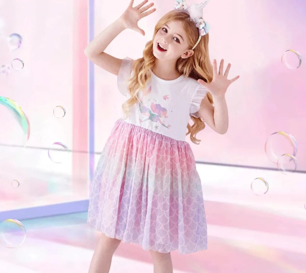 Kids Girl Mermaid Sequins Tutu Birthday Party Dresses childrensterritory