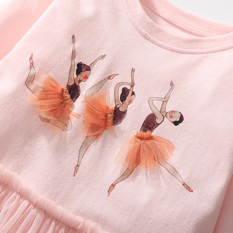 Kids Girls Cartoon Design Long Sleeves Autumn Dresses childrensterritory