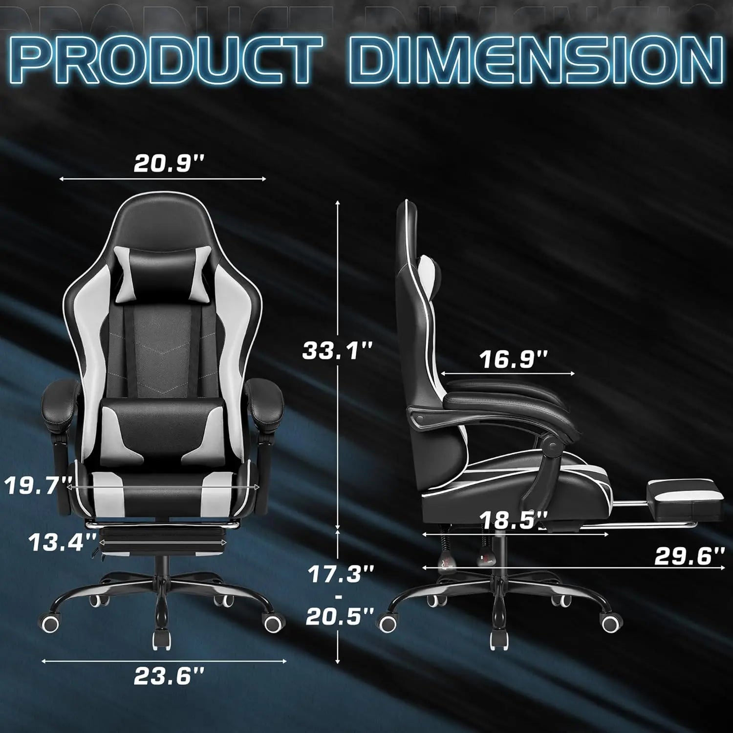 Adjustable Gaming Chair with Footrest and Massage Lumbar Support childrensterritory