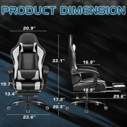 Adjustable Gaming Chair with Footrest and Massage Lumbar Support childrensterritory