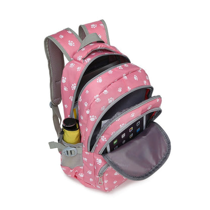 Paw-Printed 3-Piece Cute Waterproof Student Bag Set for Girls childrensterritory