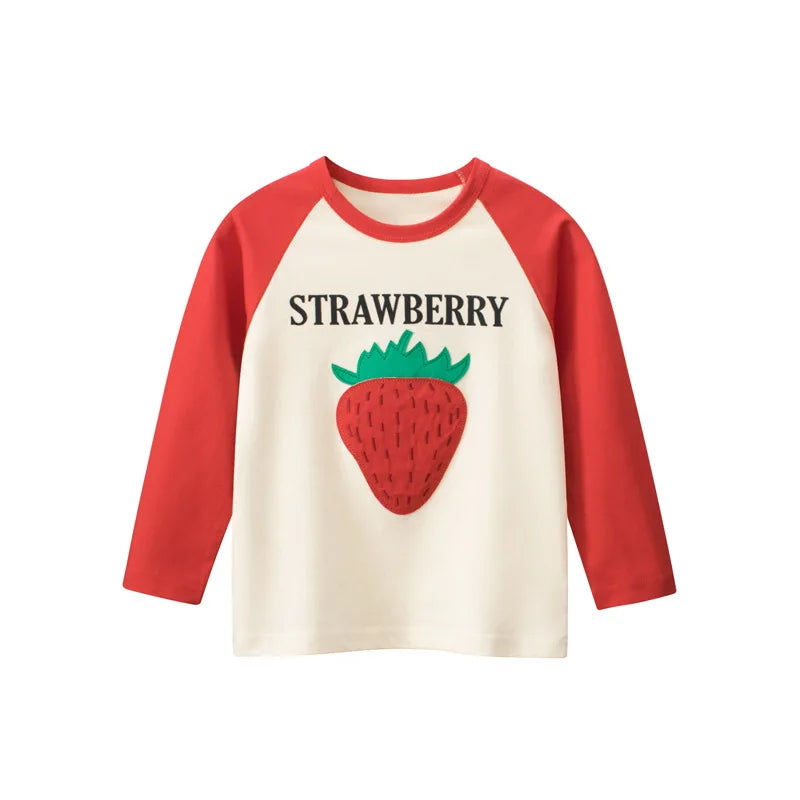 Girls' Cartoon Print Long Sleeves Stylish Tops