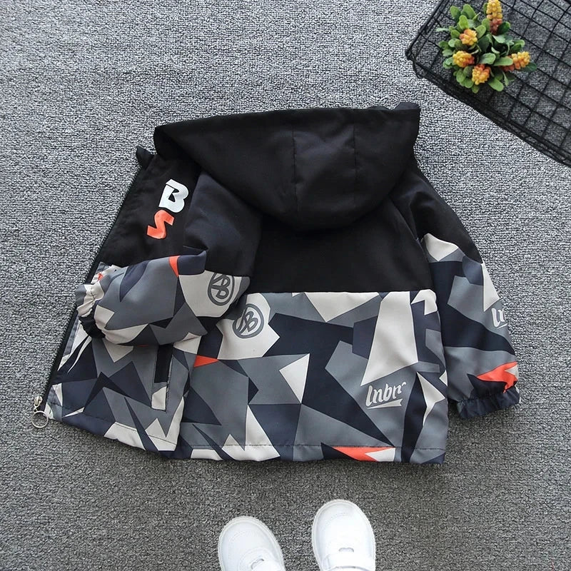 Kids Camouflage Printed Zipper Hooded Thin Jackets childrensterritory