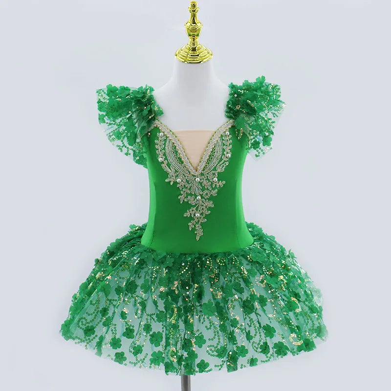 Modern Sequined Flower Tutu Ballet Dresses For Girls