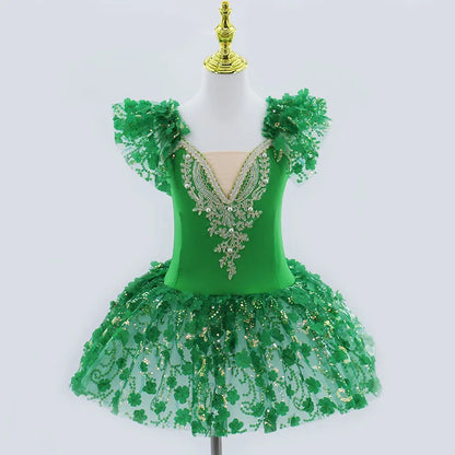 Modern Sequined Flower Tutu Ballet Dresses For Girls childrensterritory