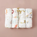 Print Bamboo Cotton Muslin Baby Swaddle, 4PCS Gift Set
