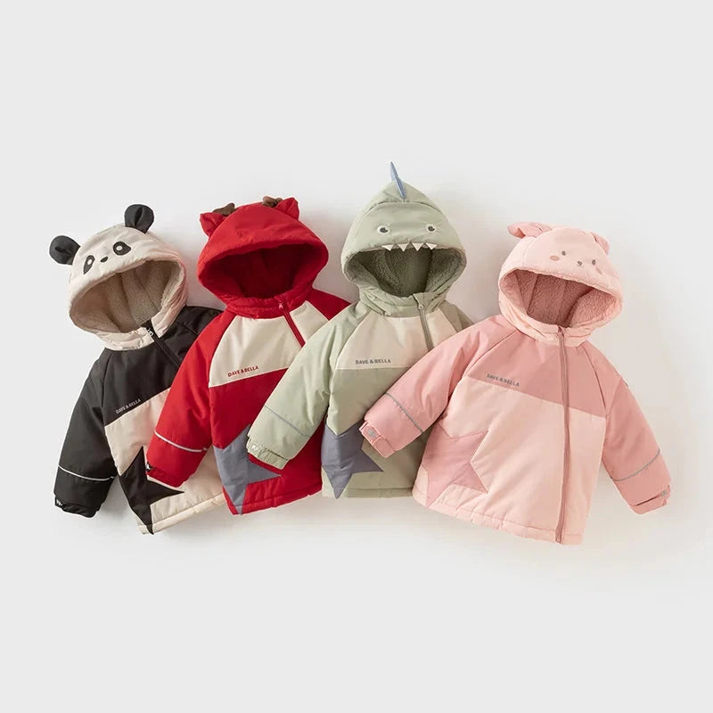 Kids Cartoon Design Zipper Hooded Warm Sweatshirts childrensterritory