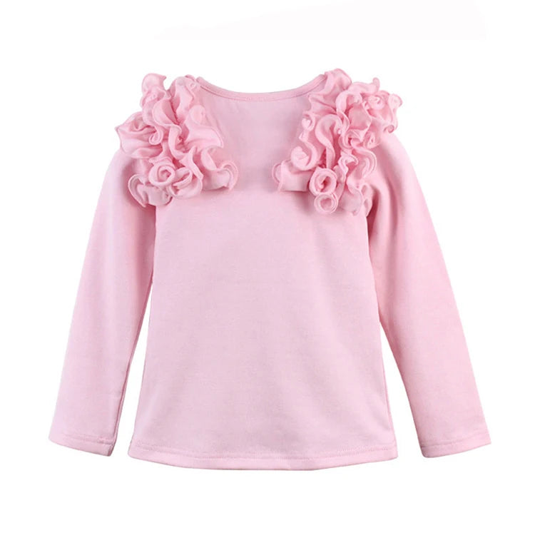 Girls' Long-Sleeved Flower Design Summer T-Shirts