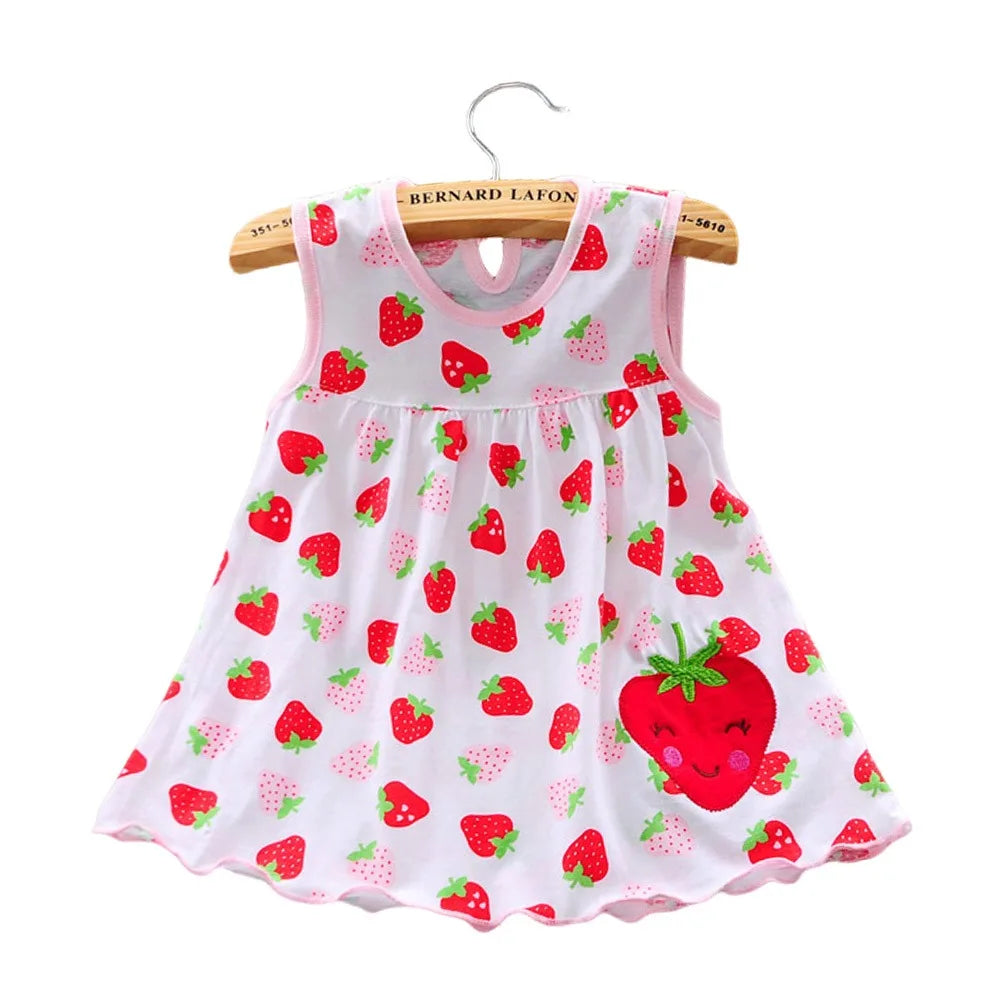 Baby Girl Soft Cotton Printed Summer Romper Dresses