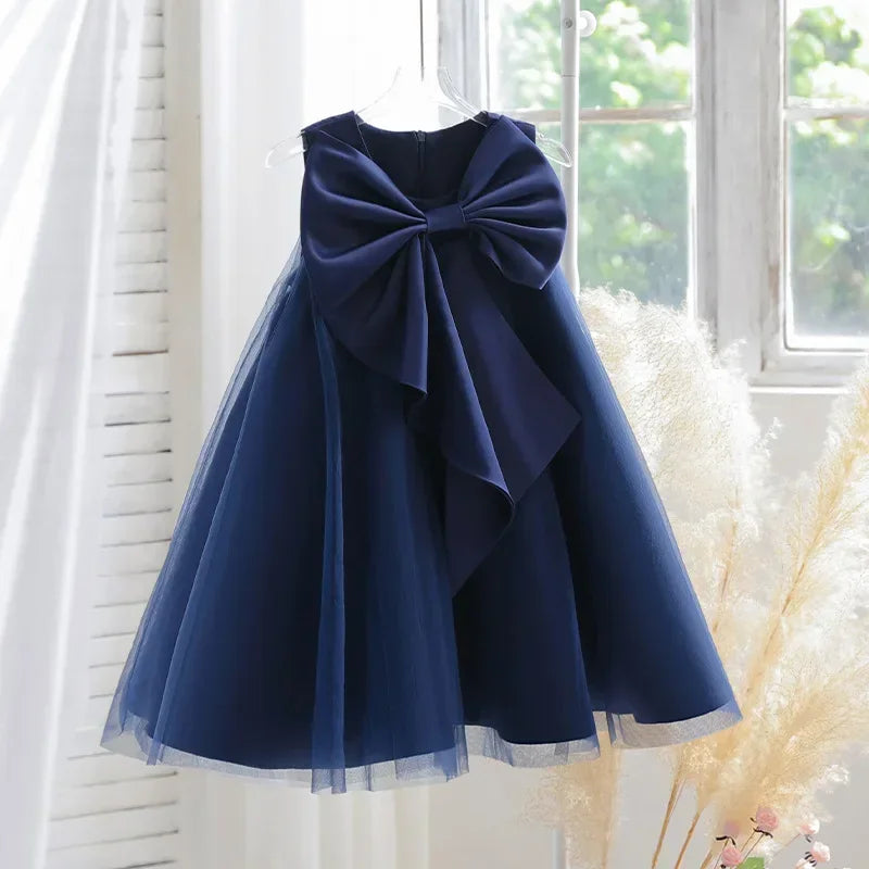 Lavender Scoop Neck Puff Girls Birthday Party Dresses