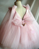 Little Girls' Pink A-Line Puffy Tiered Dress for Birthday
