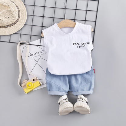 Baby Boy Letter and Dinosaur Print Vest Tops+Shorts 2PCS Set childrensterritory