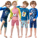 Kids Boys Cartoon Print Swimsuit With Swim Cap | Beach Wear