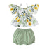 Baby Girls Floral Suspenders Tops and Shorts 2Pcs Outfit Set childrensterritory