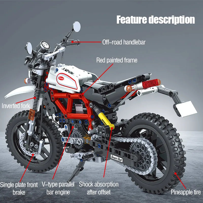 City Motorcycle Building Blocks Toy Set For Kids
