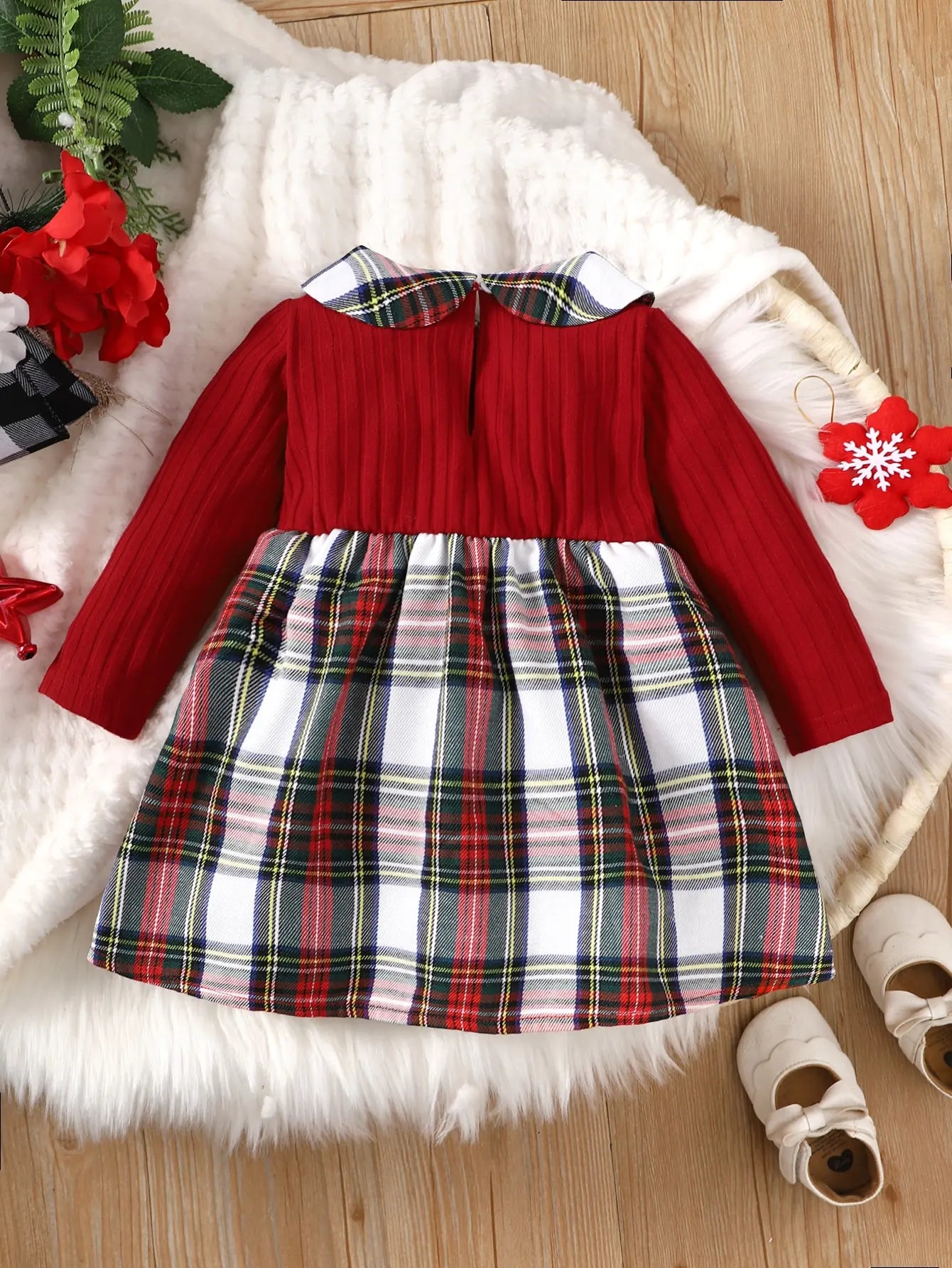 Girls’ Collar Design Long Sleeves Casual Dresses