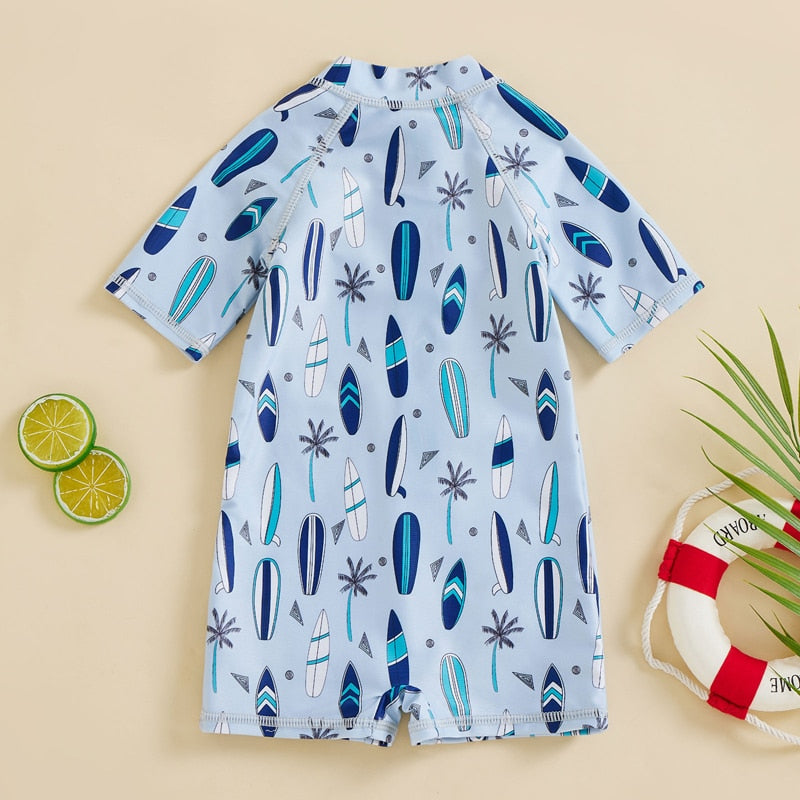 Baby Boy Surfboard and Trees Print Swimsuit childrensterritory