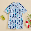 Baby Boy Surfboard and Trees Print Swimsuit childrensterritory